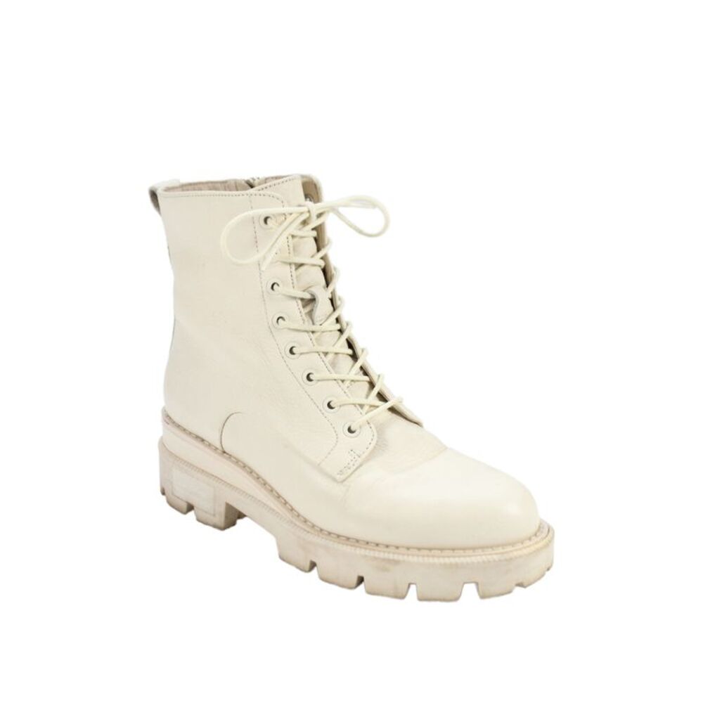 Sam Edelman Womens Leather Lace Up Combat Boots Shoes White Size 6M